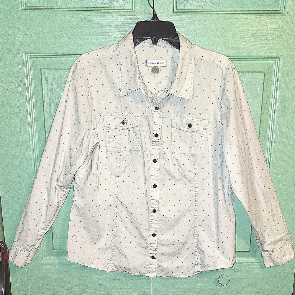 Christopher & Banks (Size L) Pale Green With Dots VGC